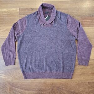 New Geoffrey Beene Shawl Neck Pullover Sweater Burgundy Heather Mens 2XL